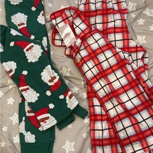 Target Red Plaid and Green Santa Kids Pajama Set